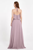 Glamour Chiffon Bridesmaid Dress A Line Sleeveless Ruffles Formal Evening Dresses Gowns