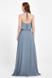 Glamour Chiffon Bridesmaid Dress A Line Sleeveless Ruffles Formal Evening Dresses Gowns