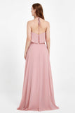 Glamour Chiffon Bridesmaid Dress A Line Sleeveless Ruffles Formal Evening Dresses Gowns