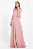 Glamour Chiffon Bridesmaid Dress A Line Sleeveless Ruffles Formal Evening Dresses Gowns