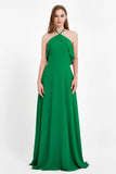 Glamour Chiffon Bridesmaid Dress A Line Sleeveless Ruffles Formal Evening Dresses Gowns