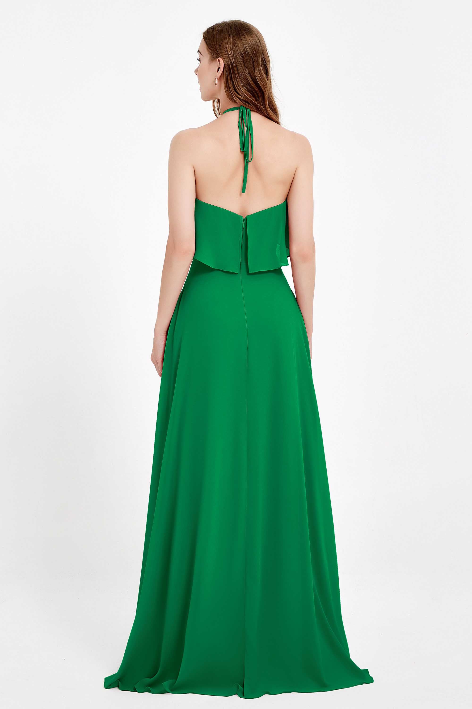 Glamour Chiffon Bridesmaid Dress A Line Sleeveless Ruffles Formal Evening Dresses Gowns