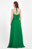 Glamour Chiffon Bridesmaid Dress A Line Sleeveless Ruffles Formal Evening Dresses Gowns