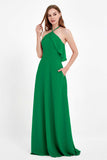 Glamour Chiffon Bridesmaid Dress A Line Sleeveless Ruffles Formal Evening Dresses Gowns