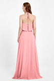 Glamour Chiffon Bridesmaid Dress A Line Sleeveless Ruffles Formal Evening Dresses Gowns