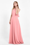 Glamour Chiffon Bridesmaid Dress A Line Sleeveless Ruffles Formal Evening Dresses Gowns