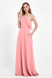 Glamour Chiffon Bridesmaid Dress A Line Sleeveless Ruffles Formal Evening Dresses Gowns