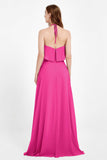 Glamour Chiffon Bridesmaid Dress A Line Sleeveless Ruffles Formal Evening Dresses Gowns