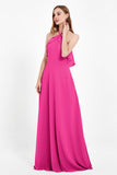 Glamour Chiffon Bridesmaid Dress A Line Sleeveless Ruffles Formal Evening Dresses Gowns
