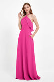 Glamour Chiffon Bridesmaid Dress A Line Sleeveless Ruffles Formal Evening Dresses Gowns
