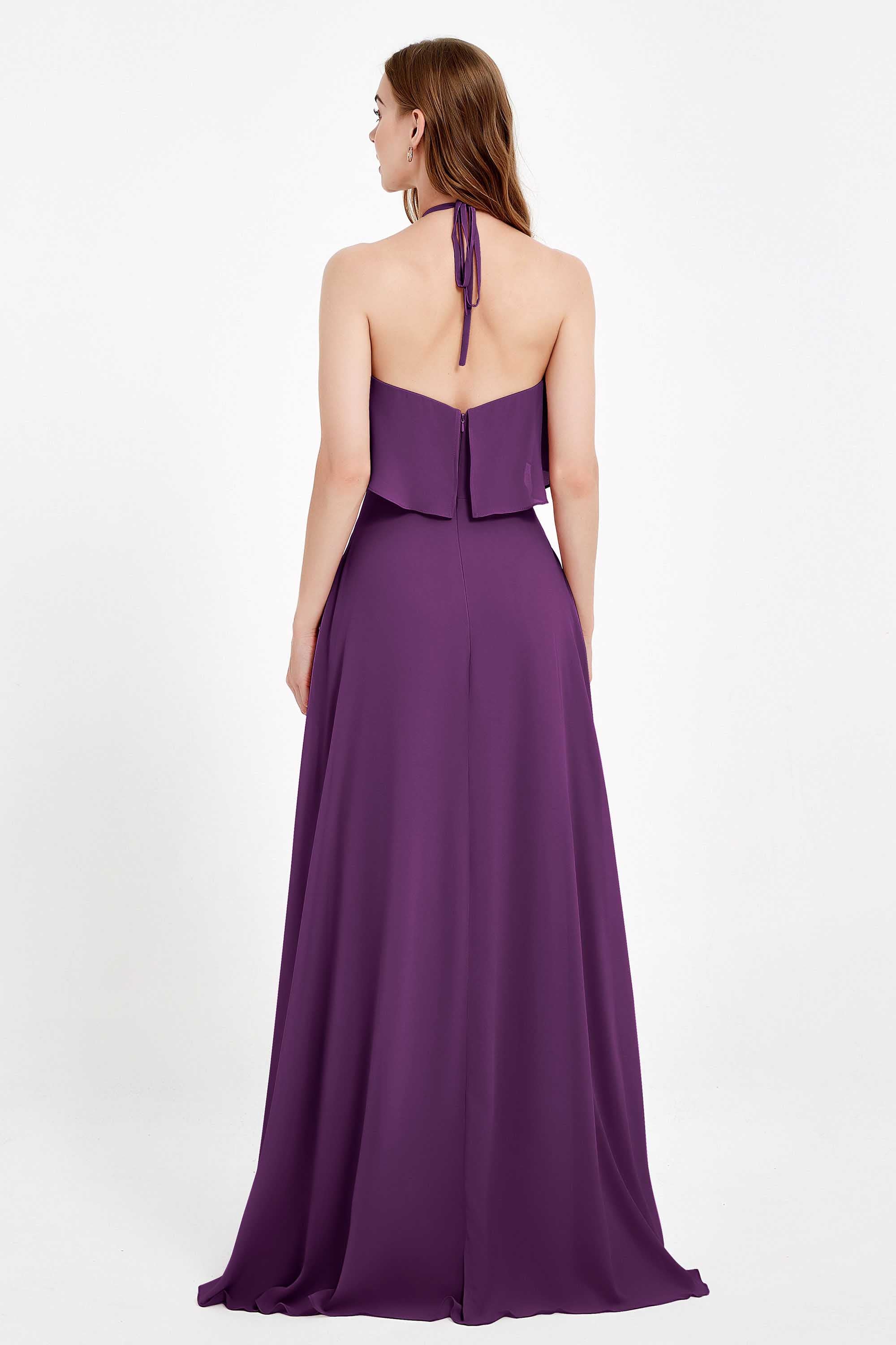 Glamour Chiffon Bridesmaid Dress A Line Sleeveless Ruffles Formal Evening Dresses Gowns