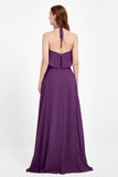 Glamour Chiffon Bridesmaid Dress A Line Sleeveless Ruffles Formal Evening Dresses Gowns