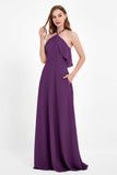 Glamour Chiffon Bridesmaid Dress A Line Sleeveless Ruffles Formal Evening Dresses Gowns