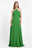 Glamour Chiffon Bridesmaid Dress A Line Sleeveless Ruffles Formal Evening Dresses Gowns