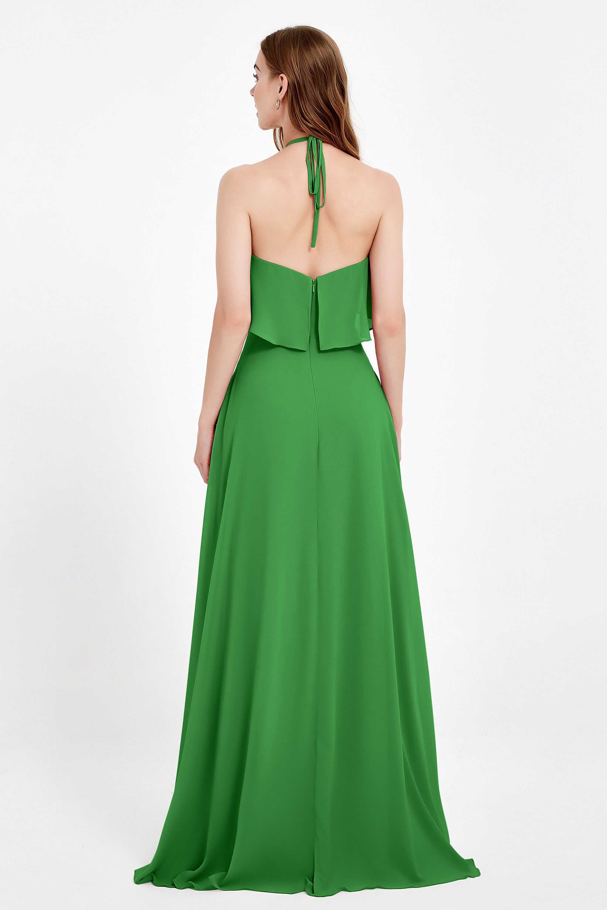 Glamour Chiffon Bridesmaid Dress A Line Sleeveless Ruffles Formal Evening Dresses Gowns