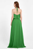 Glamour Chiffon Bridesmaid Dress A Line Sleeveless Ruffles Formal Evening Dresses Gowns