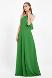 Glamour Chiffon Bridesmaid Dress A Line Sleeveless Ruffles Formal Evening Dresses Gowns