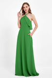 Glamour Chiffon Bridesmaid Dress A Line Sleeveless Ruffles Formal Evening Dresses Gowns