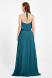 Glamour Chiffon Bridesmaid Dress A Line Sleeveless Ruffles Formal Evening Dresses Gowns