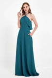 Glamour Chiffon Bridesmaid Dress A Line Sleeveless Ruffles Formal Evening Dresses Gowns