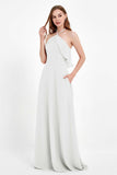 Glamour Chiffon Bridesmaid Dress A Line Sleeveless Ruffles Formal Evening Dresses Gowns