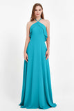 Glamour Chiffon Bridesmaid Dress A Line Sleeveless Ruffles Formal Evening Dresses Gowns