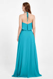 Glamour Chiffon Bridesmaid Dress A Line Sleeveless Ruffles Formal Evening Dresses Gowns