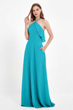 Glamour Chiffon Bridesmaid Dress A Line Sleeveless Ruffles Formal Evening Dresses Gowns