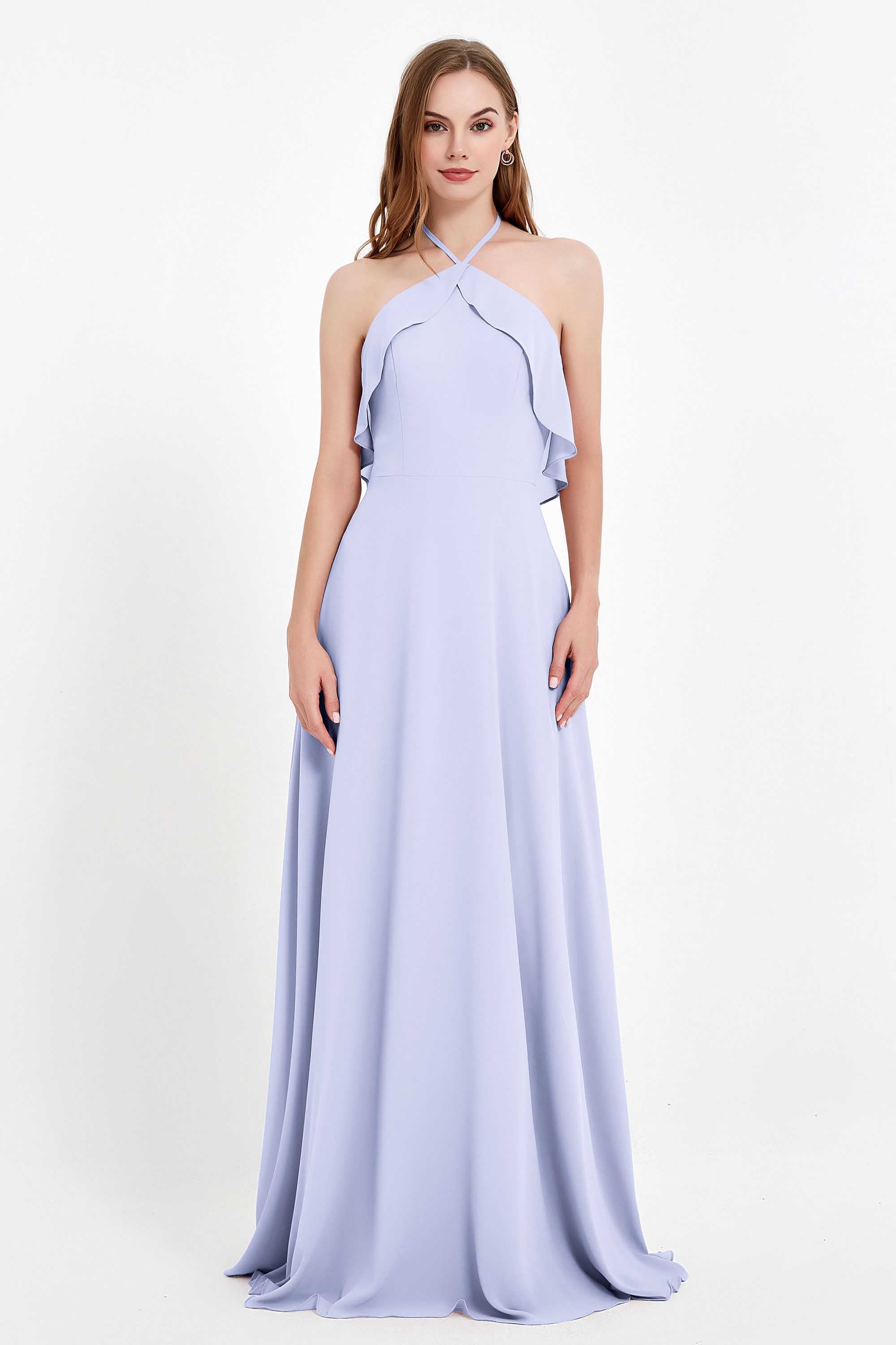 Glamour Chiffon Bridesmaid Dress A Line Sleeveless Ruffles Formal Evening Dresses Gowns