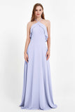 Glamour Chiffon Bridesmaid Dress A Line Sleeveless Ruffles Formal Evening Dresses Gowns