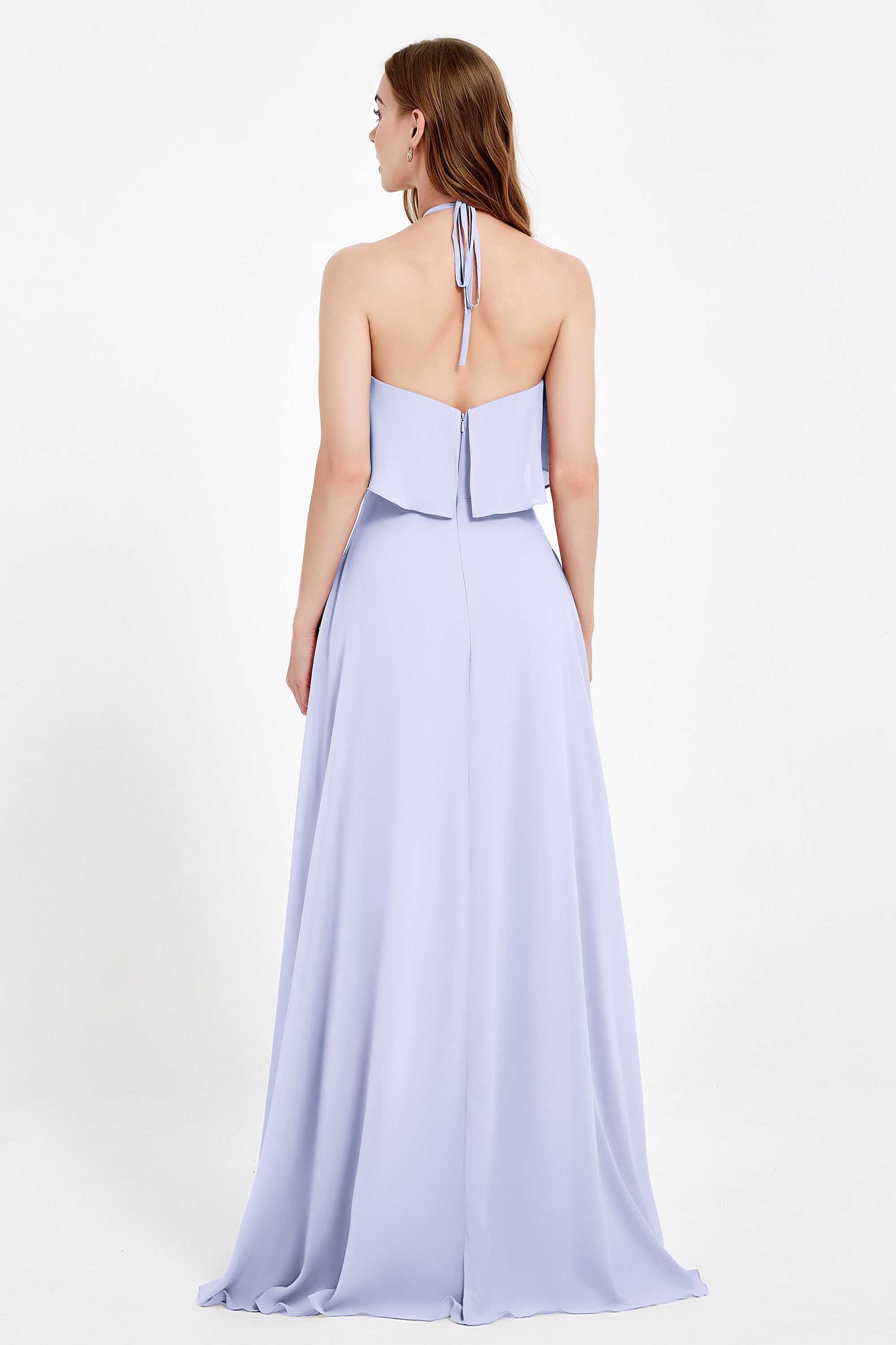 Glamour Chiffon Bridesmaid Dress A Line Sleeveless Ruffles Formal Evening Dresses Gowns