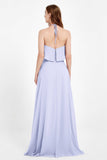 Glamour Chiffon Bridesmaid Dress A Line Sleeveless Ruffles Formal Evening Dresses Gowns