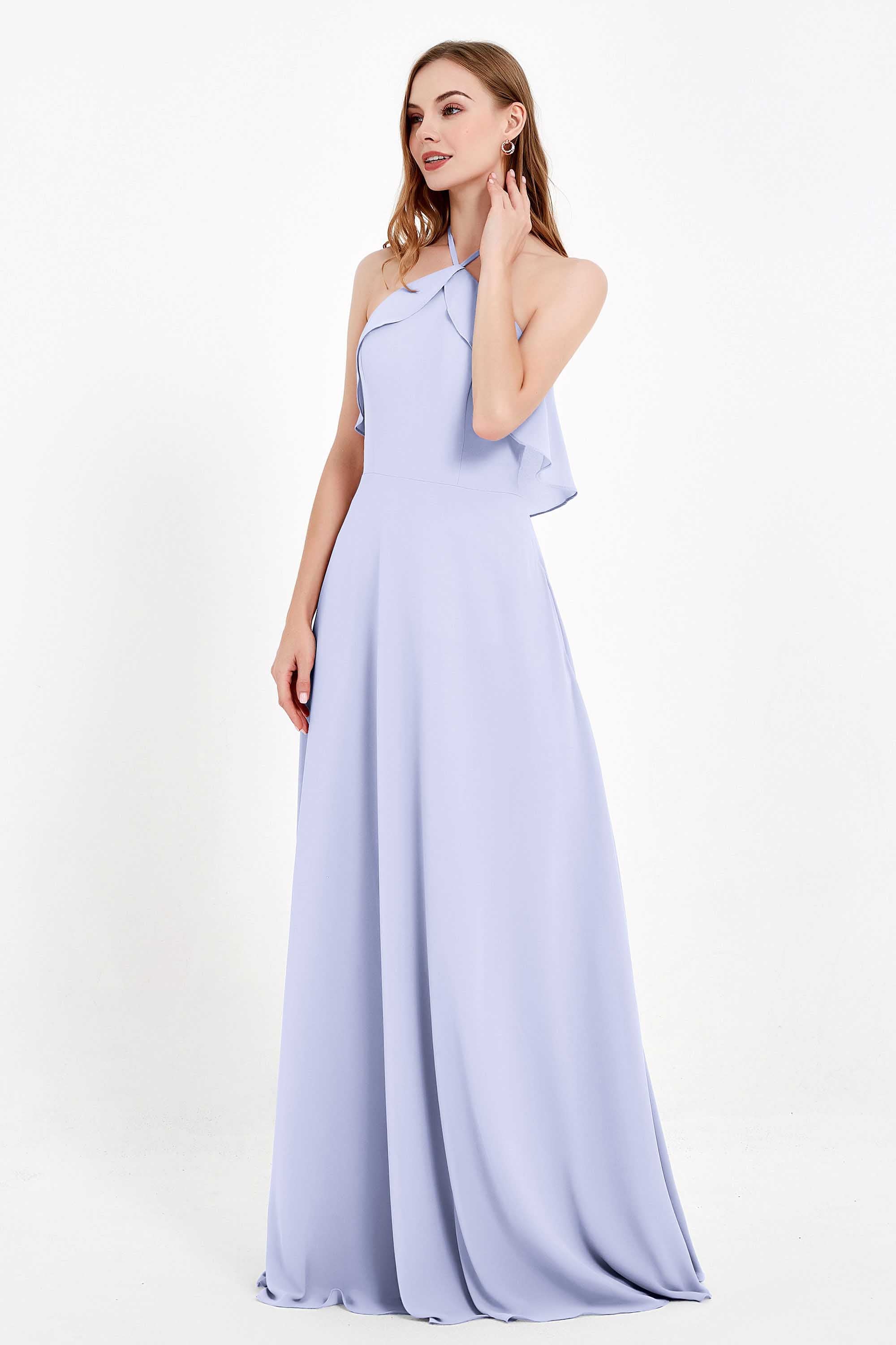 Glamour Chiffon Bridesmaid Dress A Line Sleeveless Ruffles Formal Evening Dresses Gowns
