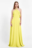 Glamour Chiffon Bridesmaid Dress A Line Sleeveless Ruffles Formal Evening Dresses Gowns