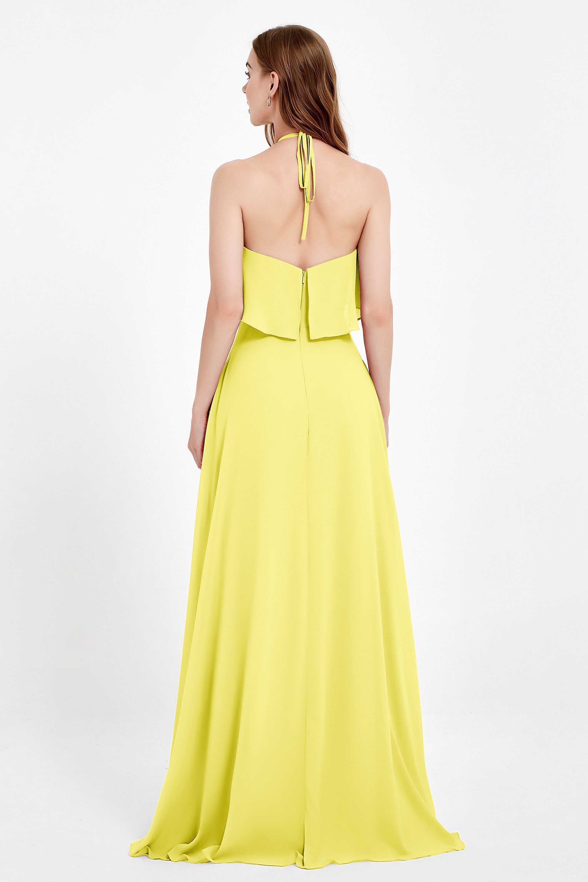Glamour Chiffon Bridesmaid Dress A Line Sleeveless Ruffles Formal Evening Dresses Gowns