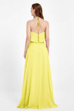 Glamour Chiffon Bridesmaid Dress A Line Sleeveless Ruffles Formal Evening Dresses Gowns