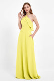 Glamour Chiffon Bridesmaid Dress A Line Sleeveless Ruffles Formal Evening Dresses Gowns
