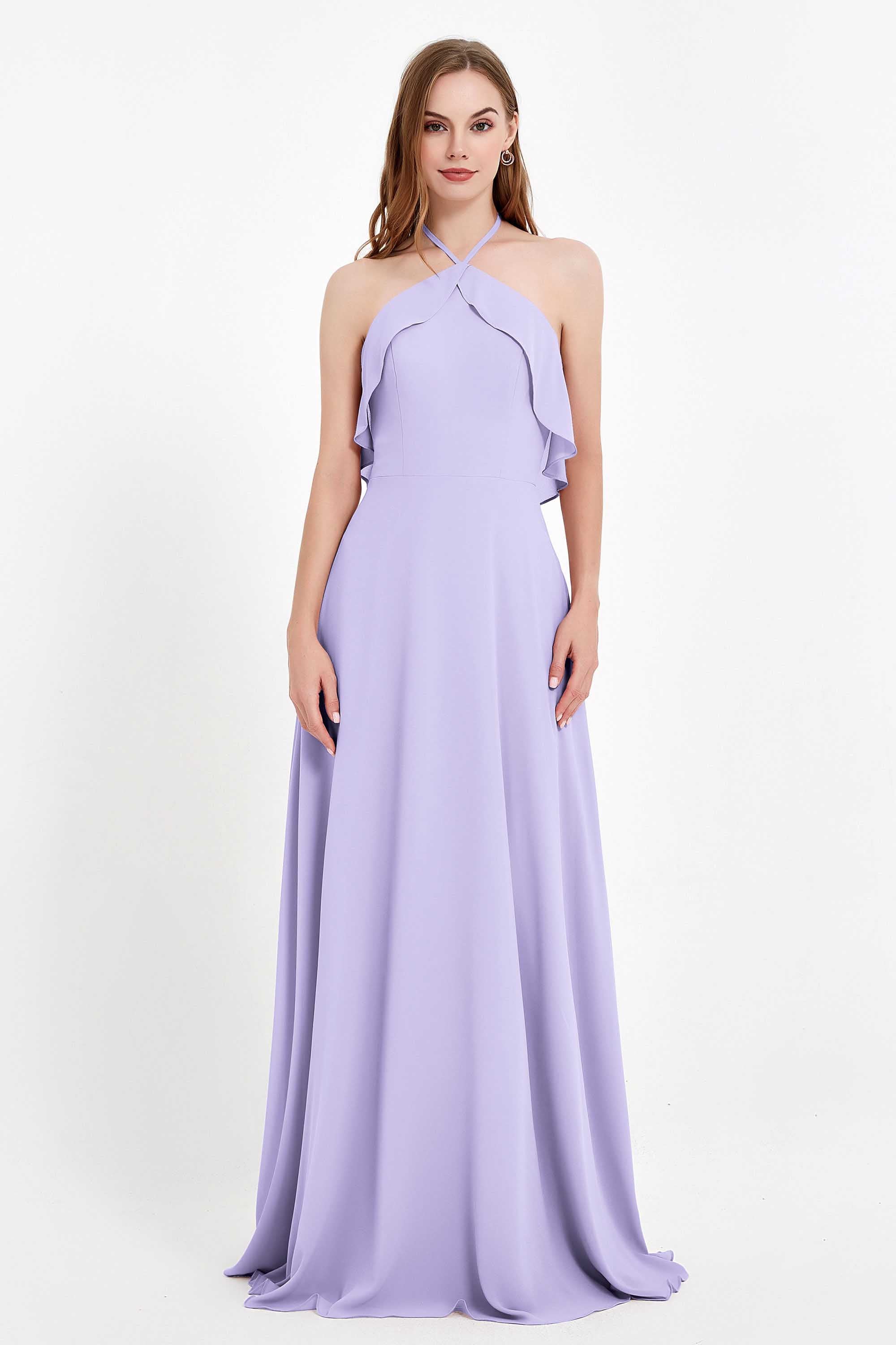 Glamour Chiffon Bridesmaid Dress A Line Sleeveless Ruffles Formal Evening Dresses Gowns