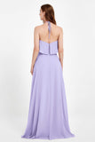 Glamour Chiffon Bridesmaid Dress A Line Sleeveless Ruffles Formal Evening Dresses Gowns