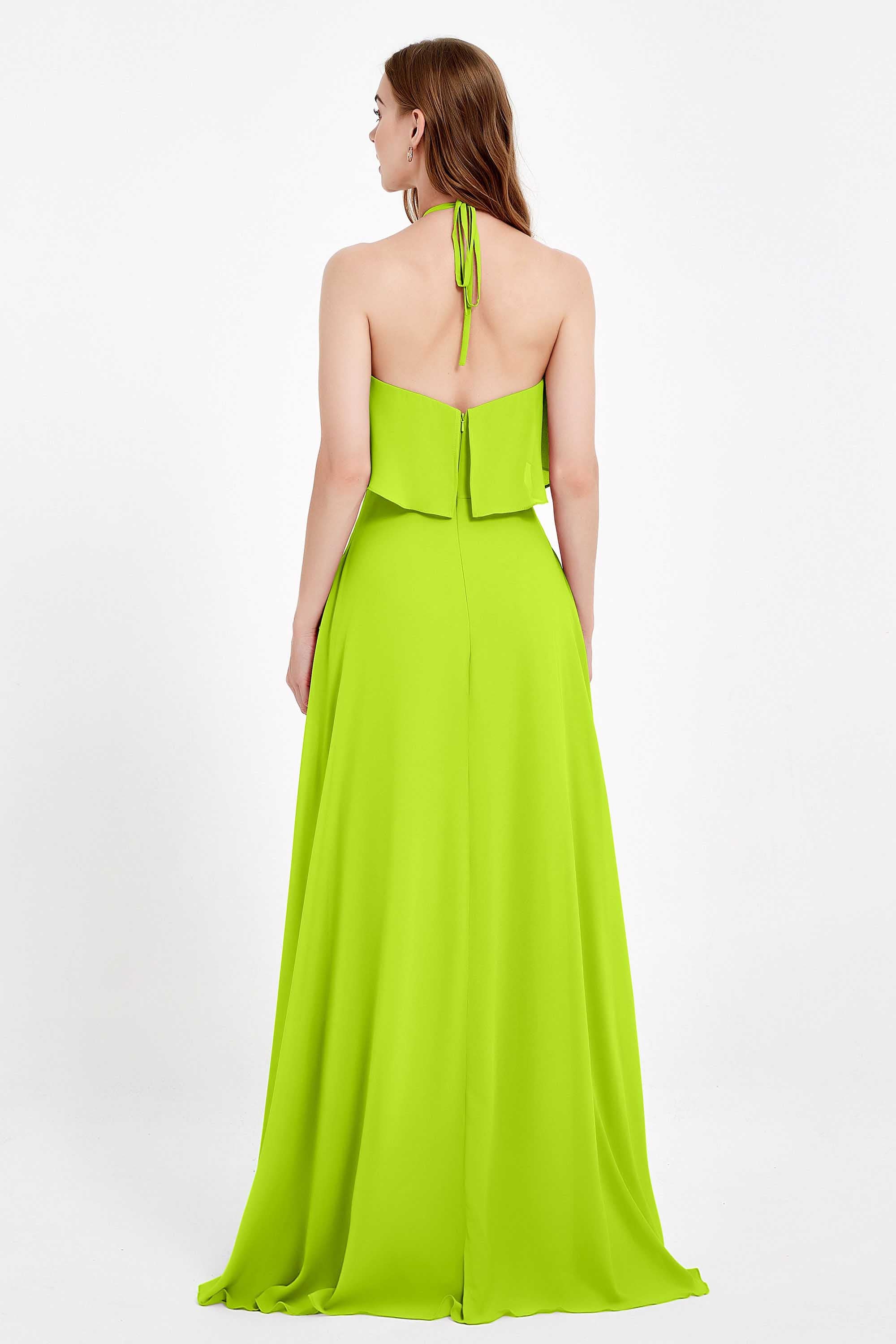 Glamour Chiffon Bridesmaid Dress A Line Sleeveless Ruffles Formal Evening Dresses Gowns