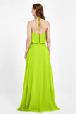 Glamour Chiffon Bridesmaid Dress A Line Sleeveless Ruffles Formal Evening Dresses Gowns