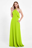 Glamour Chiffon Bridesmaid Dress A Line Sleeveless Ruffles Formal Evening Dresses Gowns