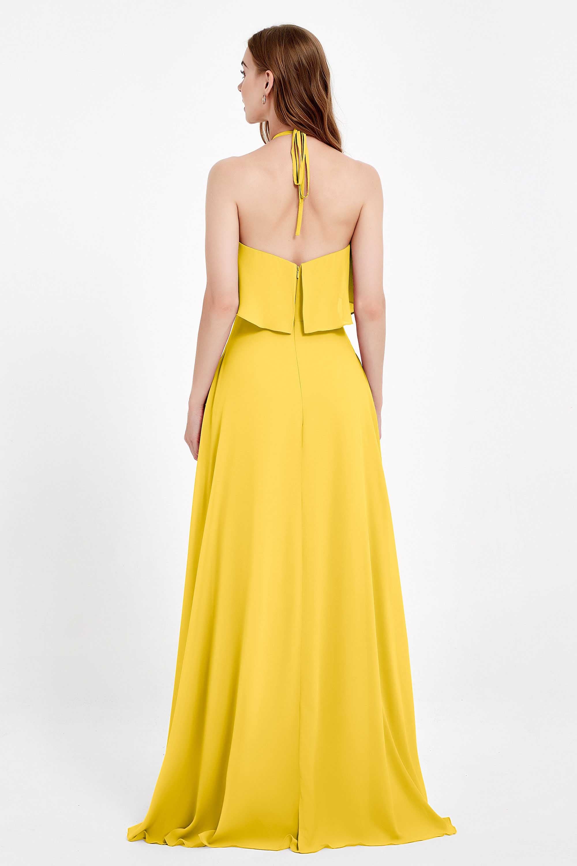 Glamour Chiffon Bridesmaid Dress A Line Sleeveless Ruffles Formal Evening Dresses Gowns