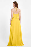 Glamour Chiffon Bridesmaid Dress A Line Sleeveless Ruffles Formal Evening Dresses Gowns