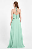 Glamour Chiffon Bridesmaid Dress A Line Sleeveless Ruffles Formal Evening Dresses Gowns