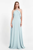 Glamour Chiffon Bridesmaid Dress A Line Sleeveless Ruffles Formal Evening Dresses Gowns