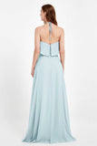 Glamour Chiffon Bridesmaid Dress A Line Sleeveless Ruffles Formal Evening Dresses Gowns