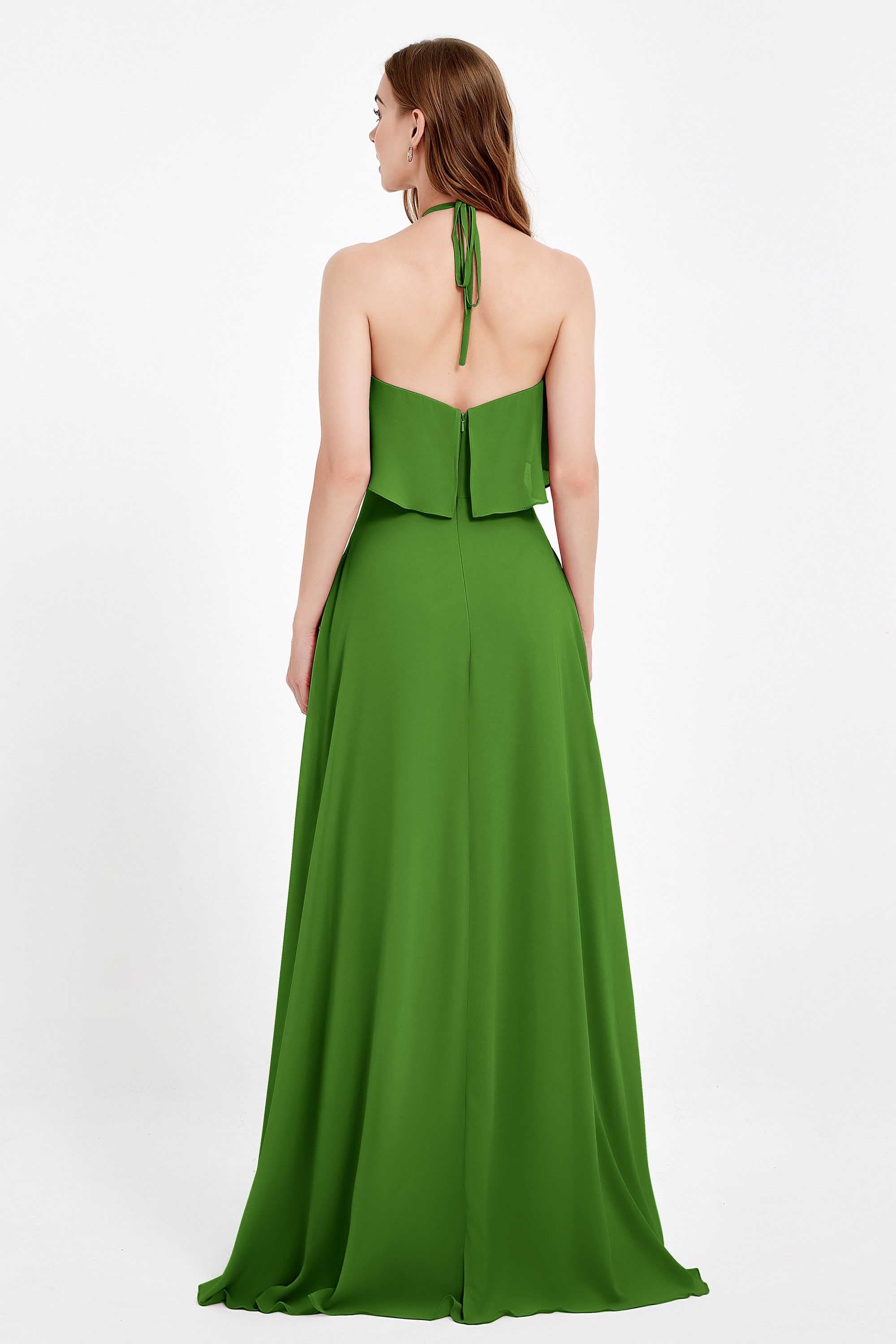 Glamour Chiffon Bridesmaid Dress A Line Sleeveless Ruffles Formal Evening Dresses Gowns