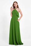 Glamour Chiffon Bridesmaid Dress A Line Sleeveless Ruffles Formal Evening Dresses Gowns