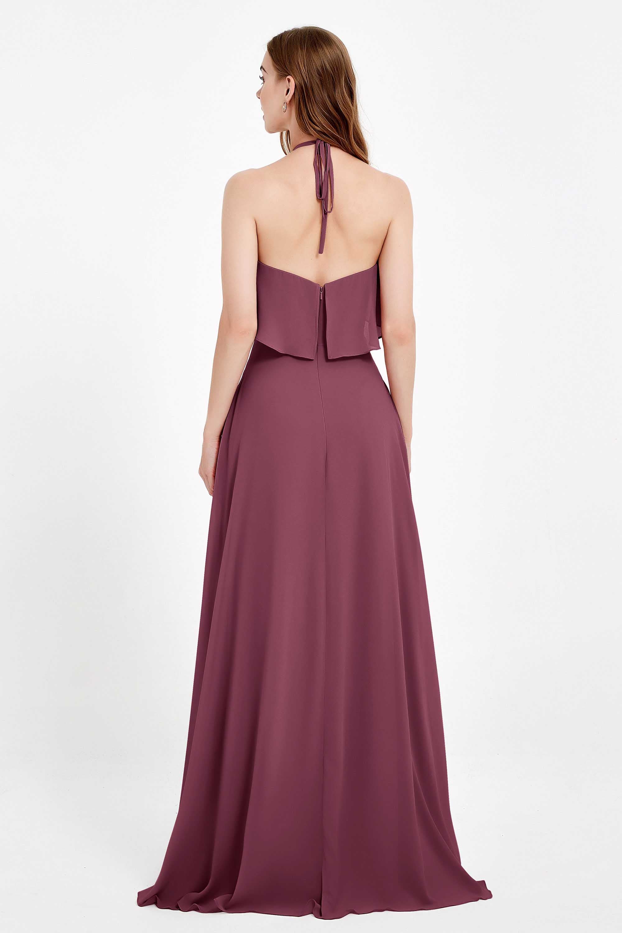 Glamour Chiffon Bridesmaid Dress A Line Sleeveless Ruffles Formal Evening Dresses Gowns